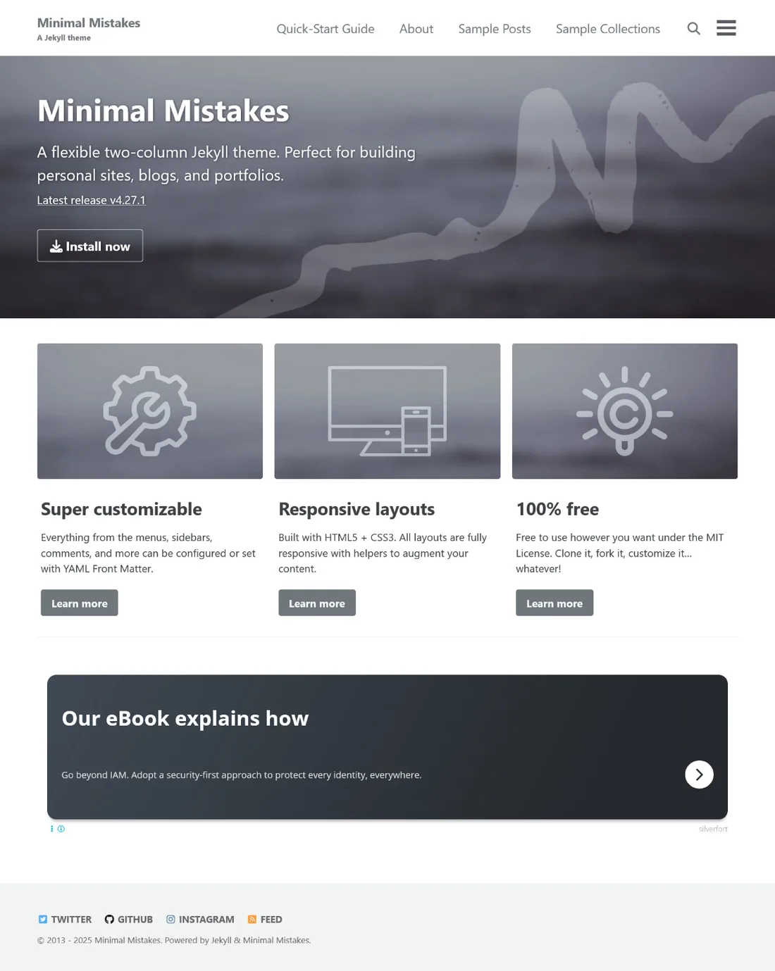 Minimal Mistakes Jekyll Theme screenshot 1 of 6